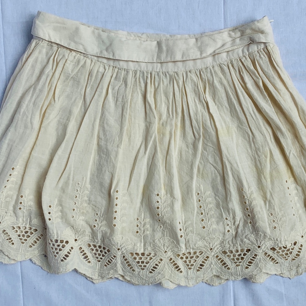 Mango Eyelet Hem Aline Mini Skirt